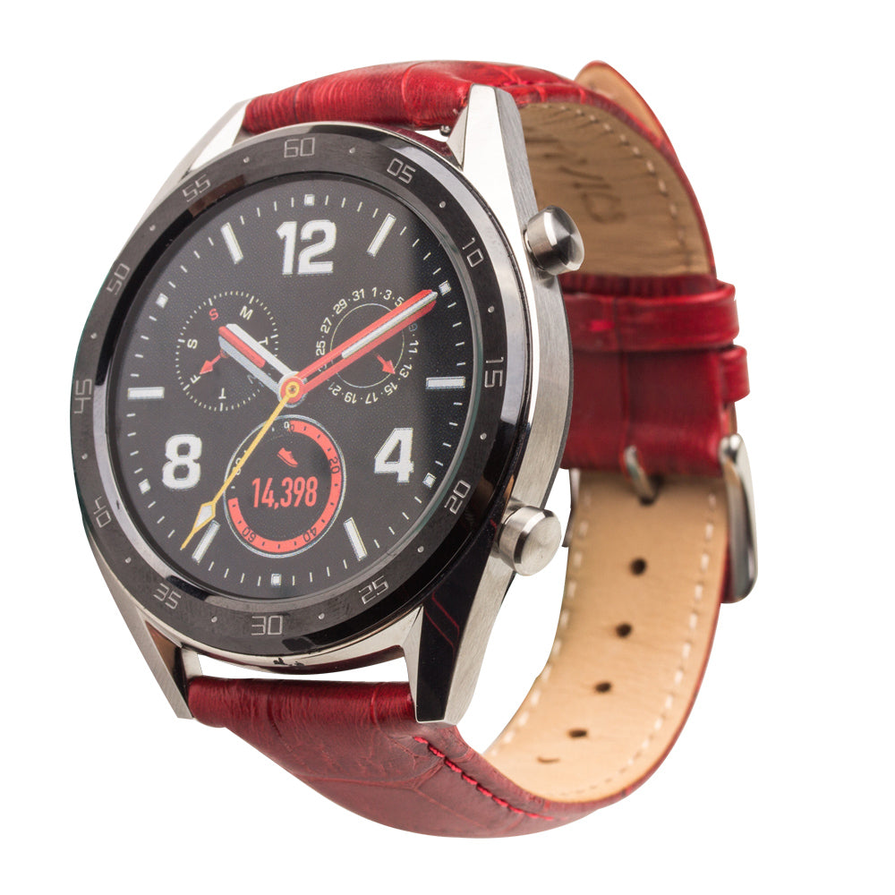 22mm Genuine Leather Watch Band for Huawei Watch 2 Pro / GT Porsche Design - Red