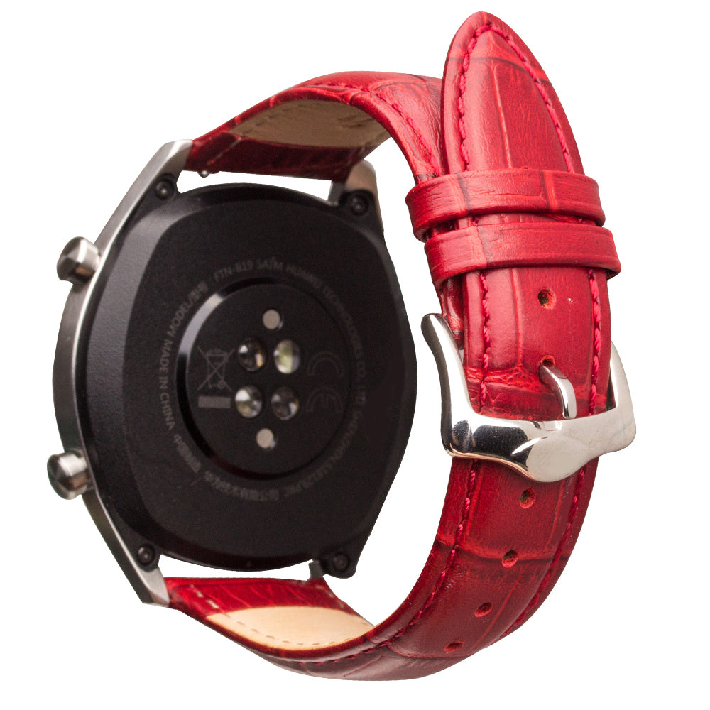 22mm Genuine Leather Watch Band for Huawei Watch 2 Pro / GT Porsche Design - Red