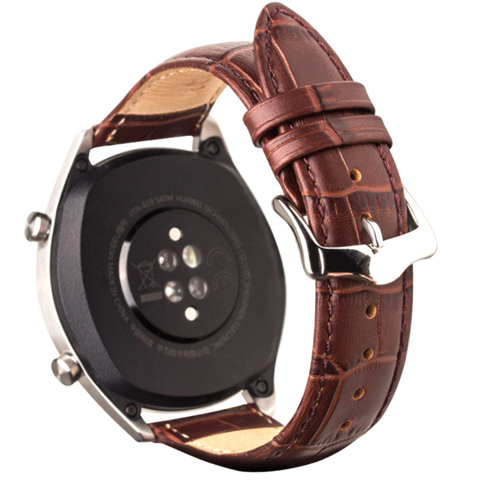 QIALINO 22mm Genuine Leather Watch Band for Huawei Watch 2 Pro / GT Porsche Design - Brown