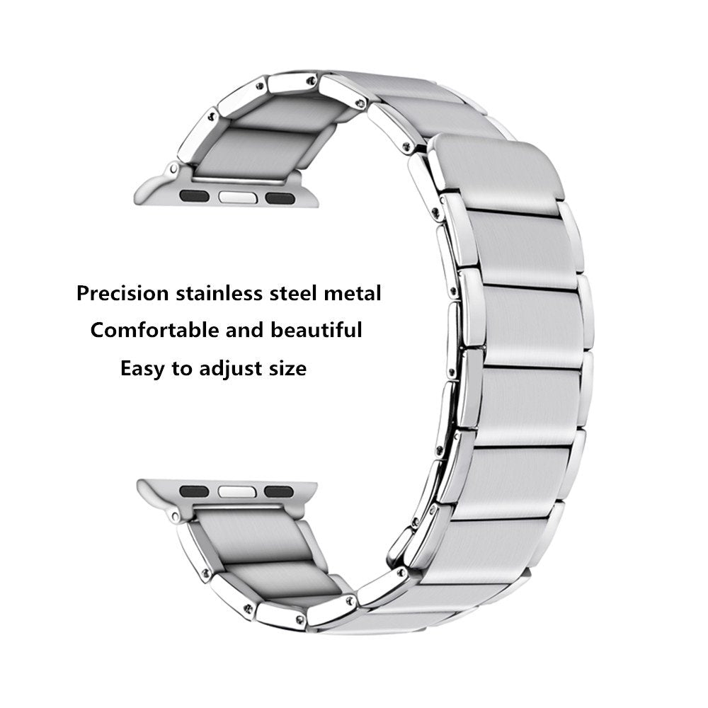 Magnetic Stainless Steel Watch Band for Apple Watch Series 8 7 41mm / Series 6 SE / SE(2022) 5 4 40mm / Series 3 2 1 38mm - Silver