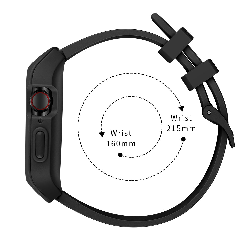 Dectachable Silicone Smart Watch Replacement Strap for Apple Watch Series SE / SE (2022) 44m / Series 6 / 5 / 4 44mm - Black