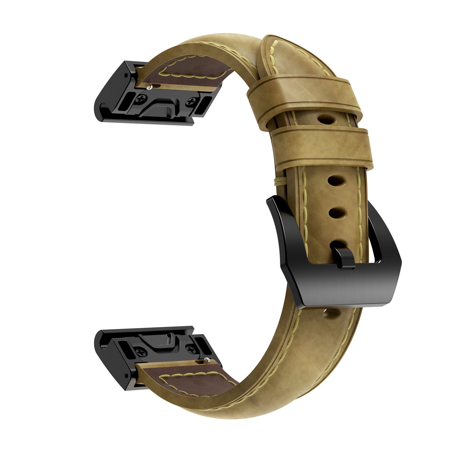 For Garmin Fenix 5X Genuine Leather Watch Band Adjustable Wrist Strap Replacement - Light Brown