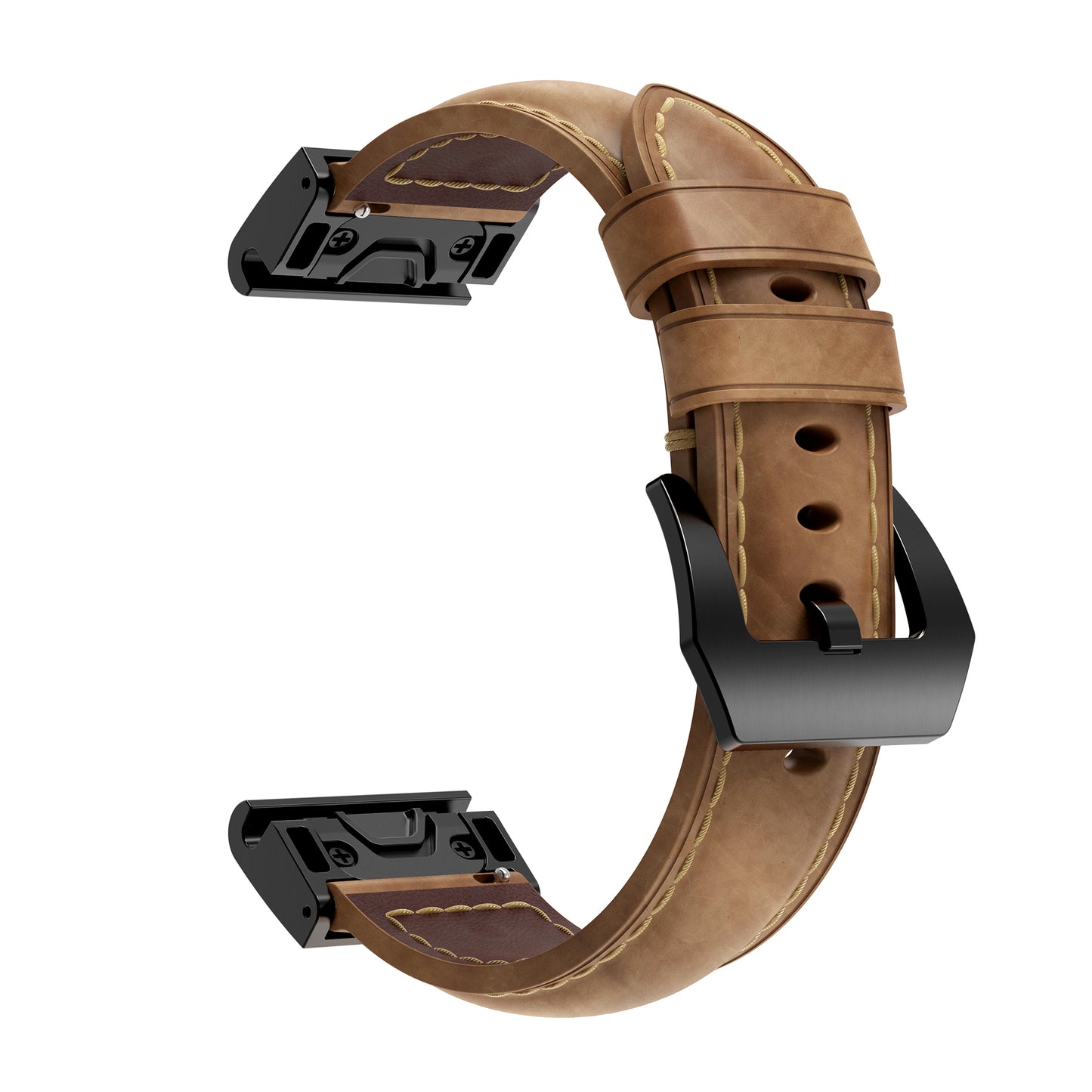For Garmin Fenix 5S Genuine Leather Watch Strap Crazy Horse Texture Replacement Band - Light Brown