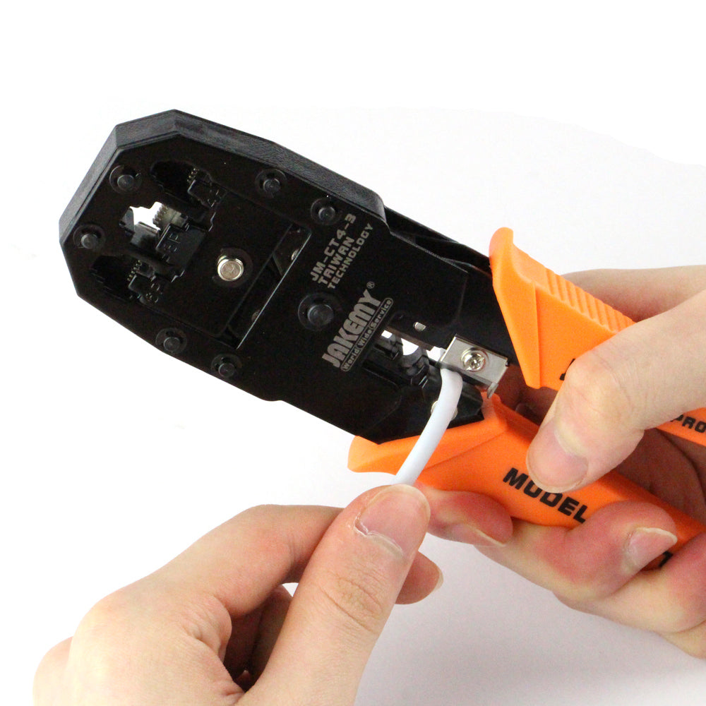 Jakemy JM-CT4-3 4P 6P 8P Telephone Network Cable Crimping Pliers Tool + Wire Cutter