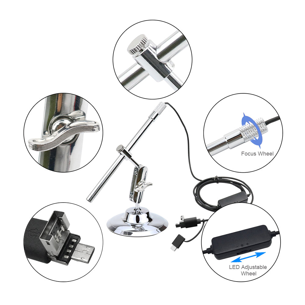 2MP USB Digital Microscope Loupe Webcam 200X 8LED Digital Image Monarch Processor PCB Inspection