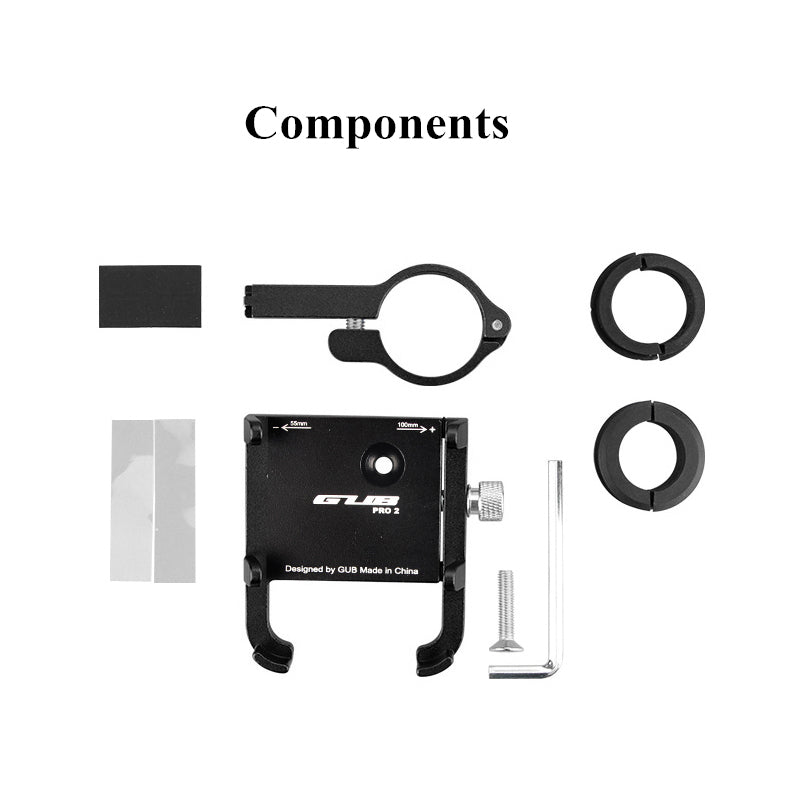 GUB PRO2 55~100mm Universal Motorbike Handlebar Holder Mount Aluminum Alloy Mobile Phone Holder - Black