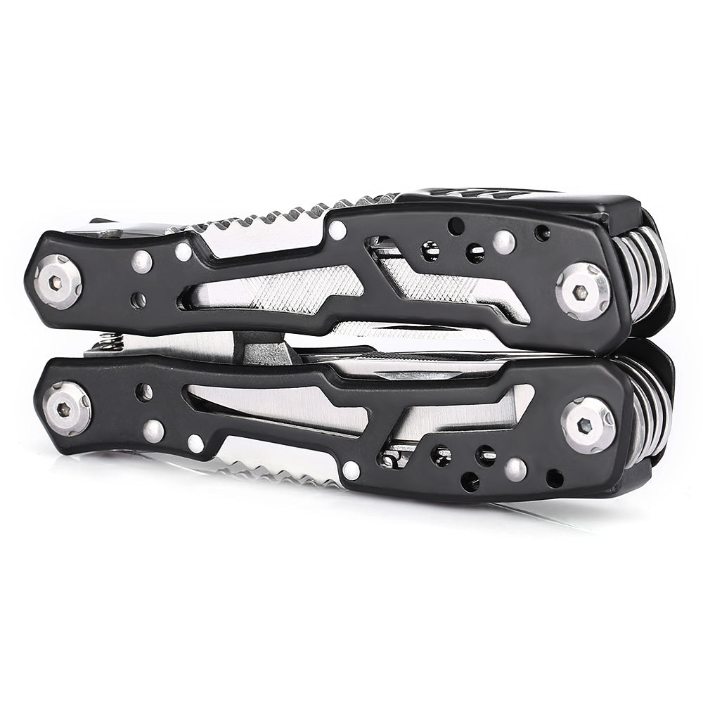 Stainless Steel Folding Multifunctional Pliers with Knife File - Black