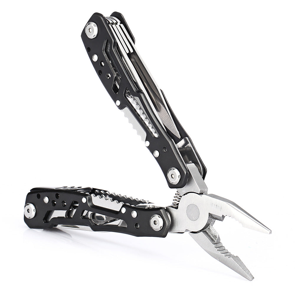 Stainless Steel Folding Multifunctional Pliers with Knife File - Black