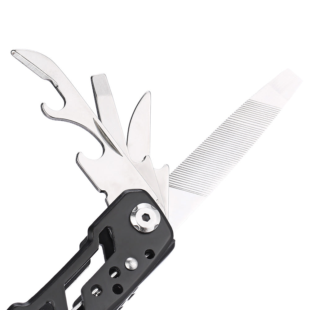 Stainless Steel Folding Multifunctional Pliers with Knife File - Black