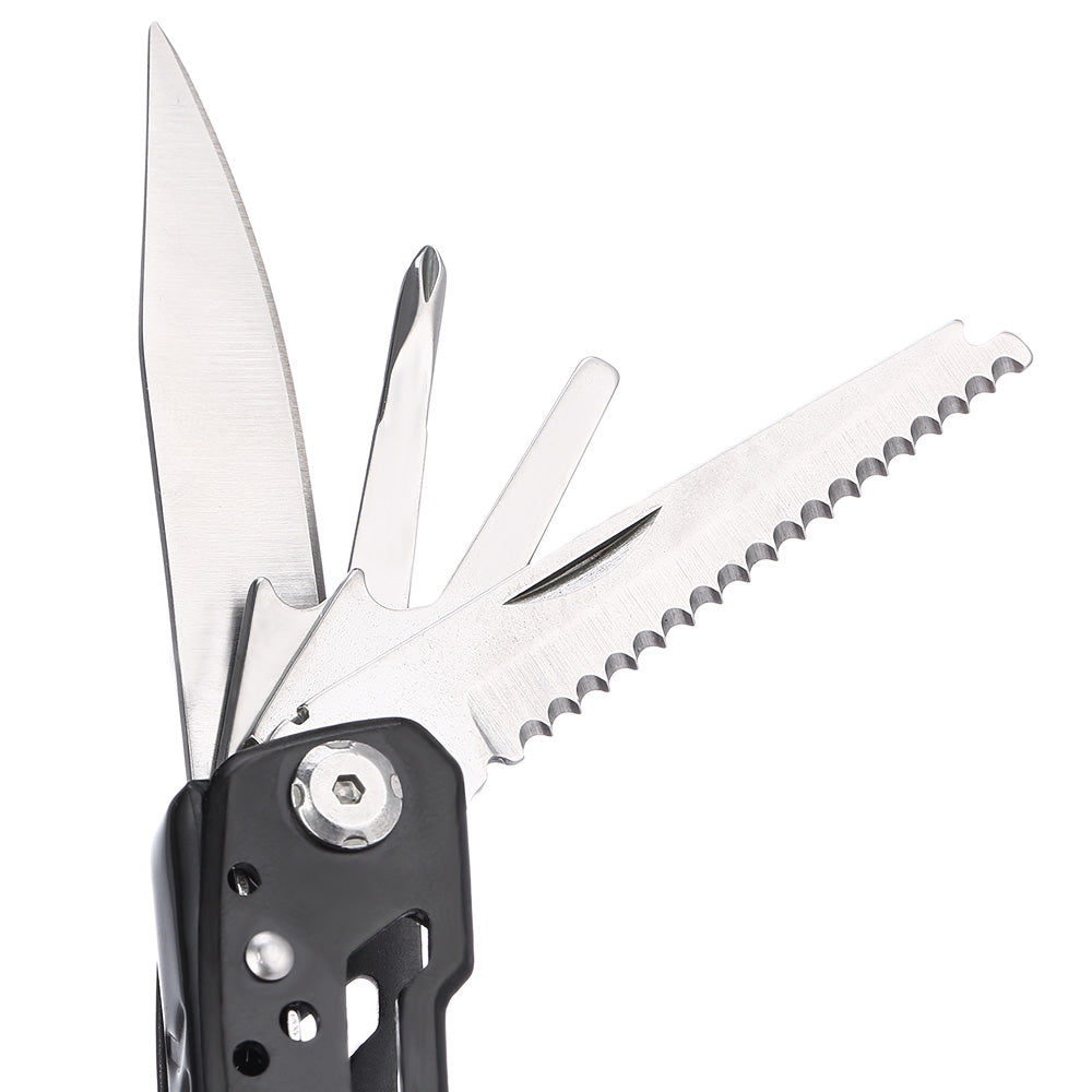 Stainless Steel Folding Multifunctional Pliers with Knife File - Black