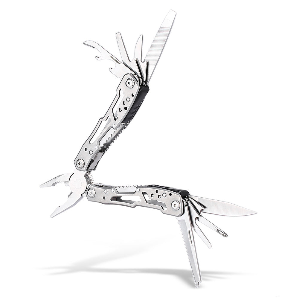 Multifunctional Stainless Steel Folding Pliers with Knife File - Silver Color