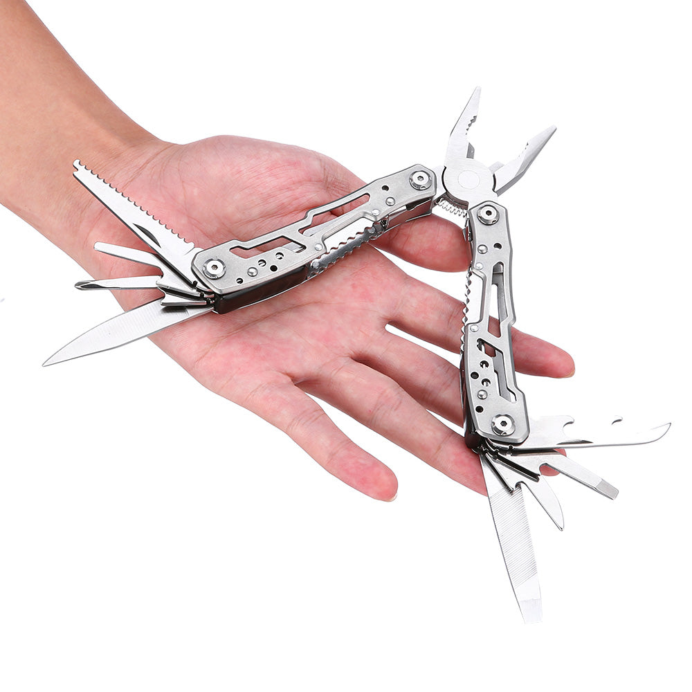 Multifunctional Stainless Steel Folding Pliers with Knife File - Silver Color