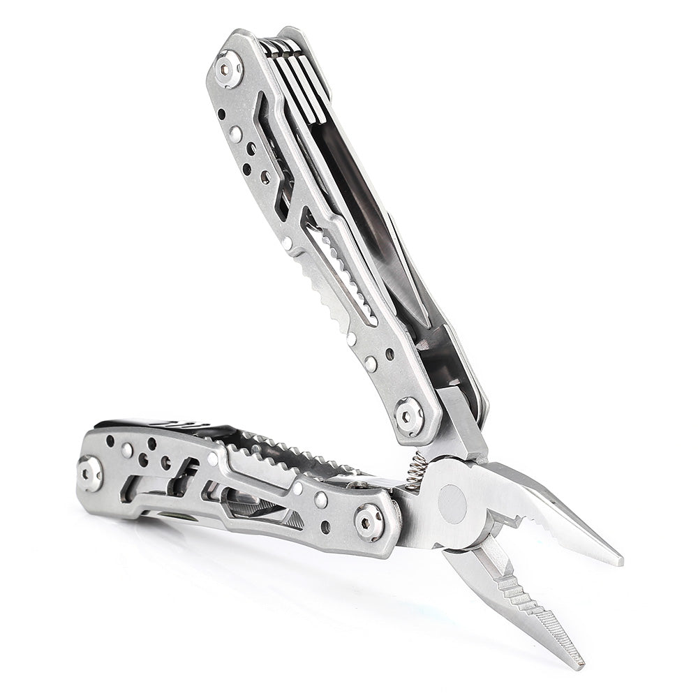 Multifunctional Stainless Steel Folding Pliers with Knife File - Silver Color