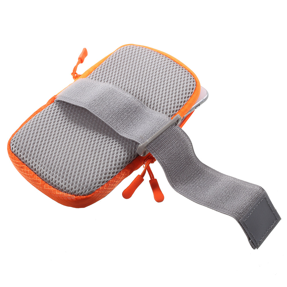 Outdoors Sports Camouflage Pattern Armband Large Capacity Zipper Bag with Earphone Hole for iPhone 8 Plus/7 Plus etc. - Rose