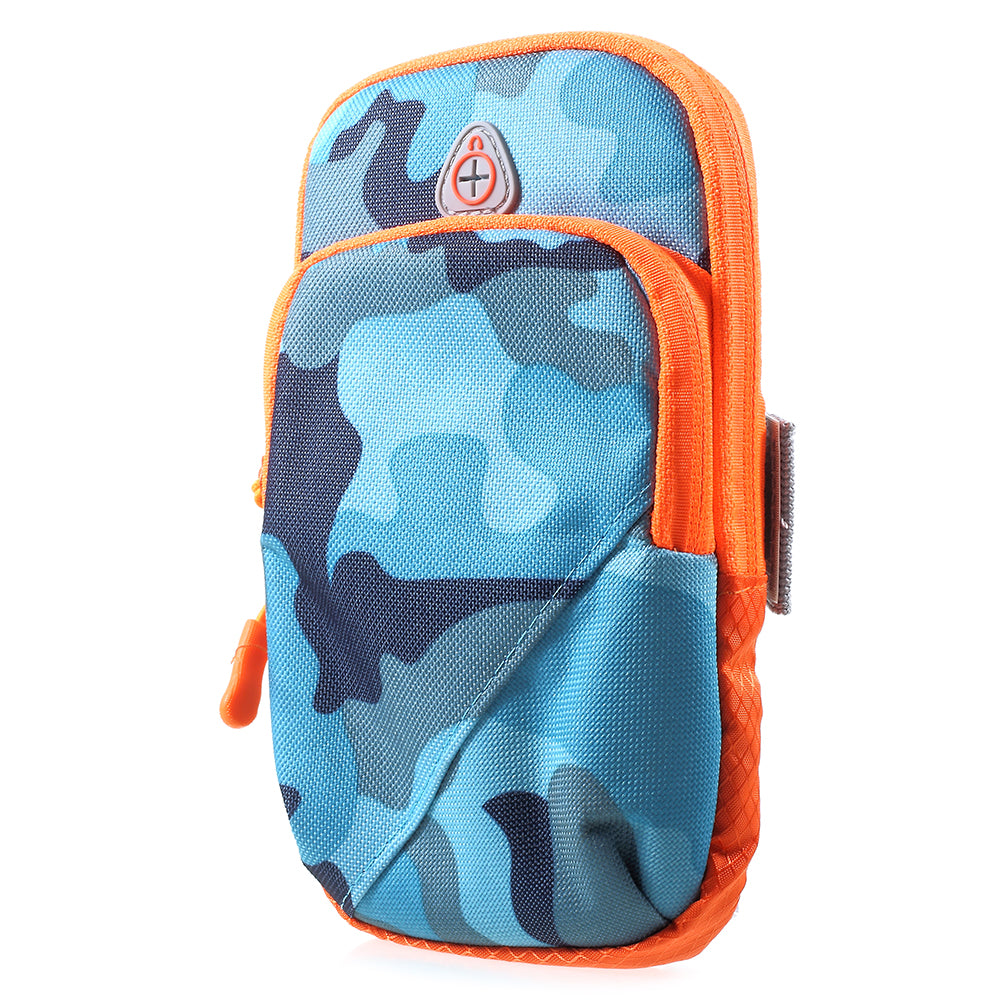 High Quality Fabric Camouflage Pattern Sports Armband Phone Bag with Headphone Hole for iPhone 8 Plus/7 Plus etc. - Blue