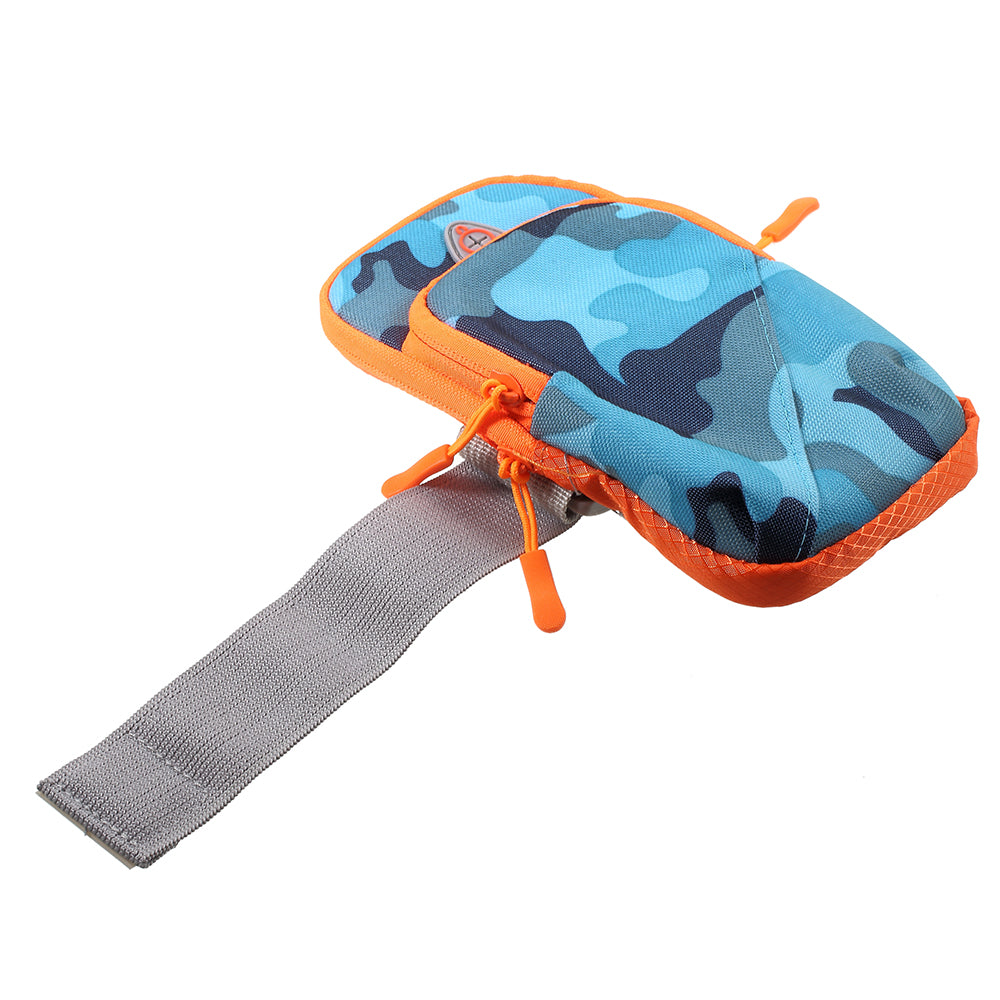 High Quality Fabric Camouflage Pattern Sports Armband Phone Bag with Headphone Hole for iPhone 8 Plus/7 Plus etc. - Blue