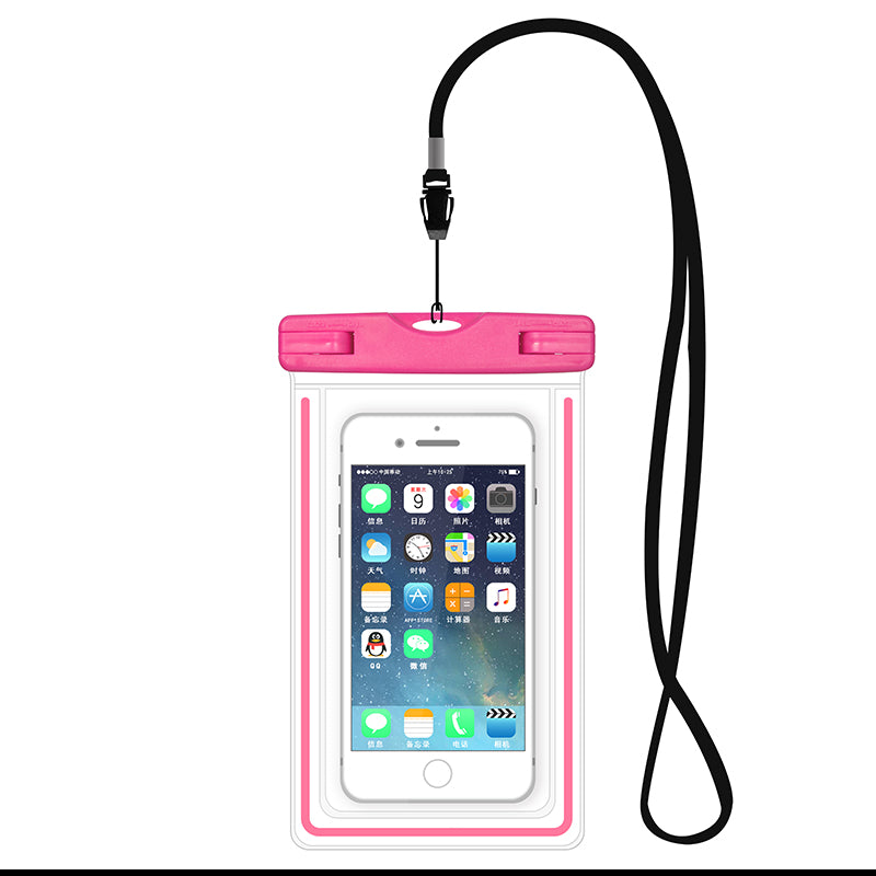 ETS-003 Noctilucent Waterproof Bag Cover with Strap for iPhone 7 Plus - Pink