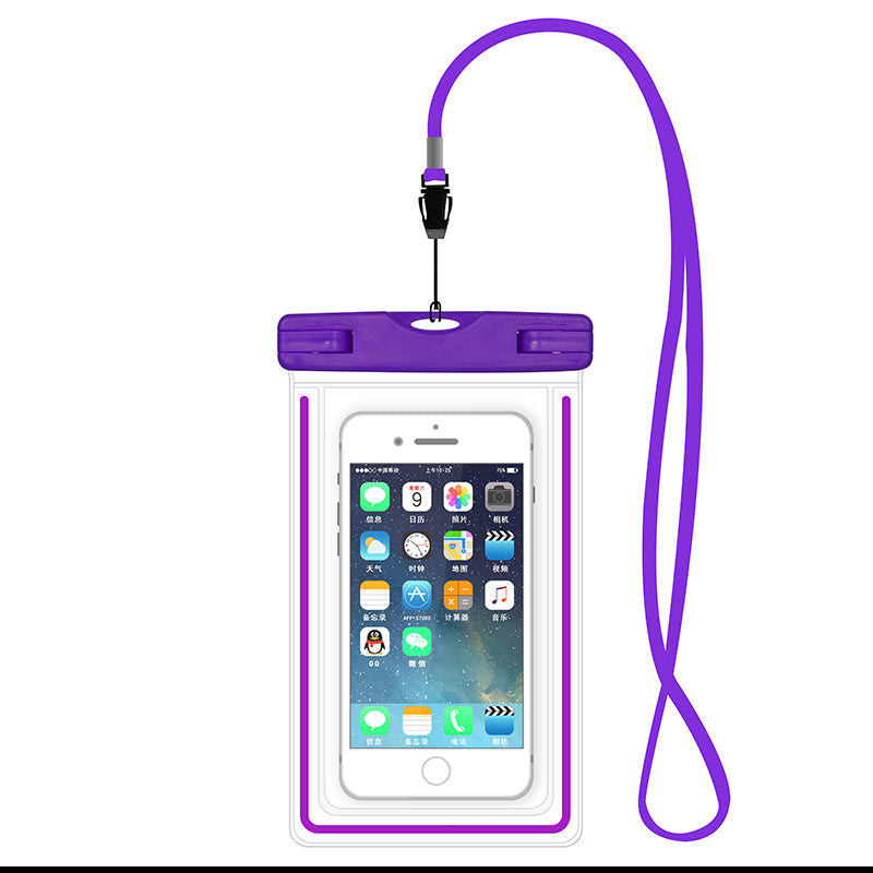 ETS-003 Noctilucent Waterproof Bag Case with Strap for iPhone 7 Plus - Purple