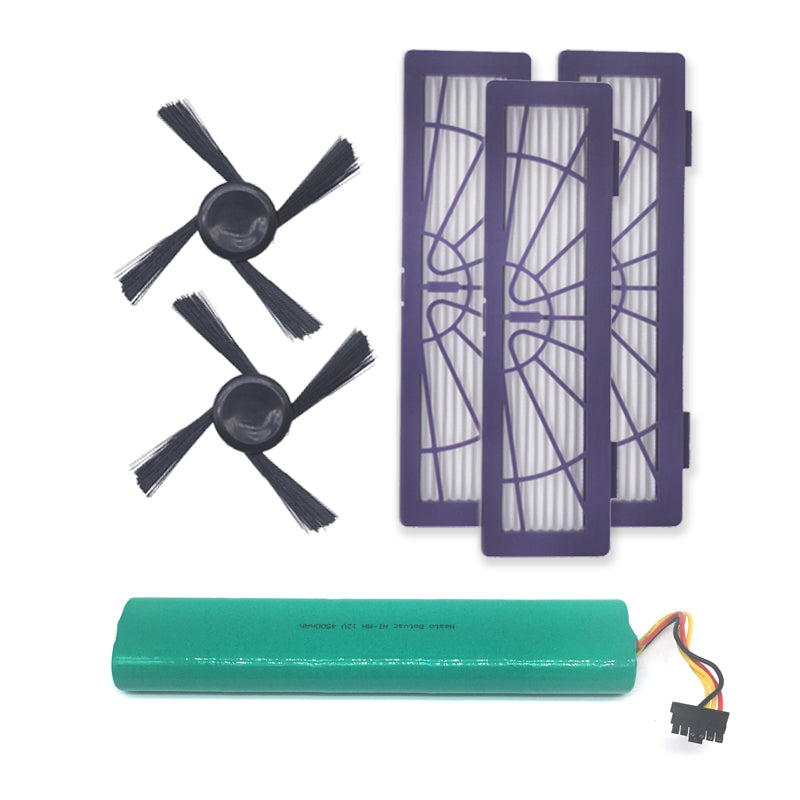 Uniqkart for Neato D70e D75 D80 D85 Strainer N702*3+Side Brushes N705*2+Battery N706 Set (NX720)