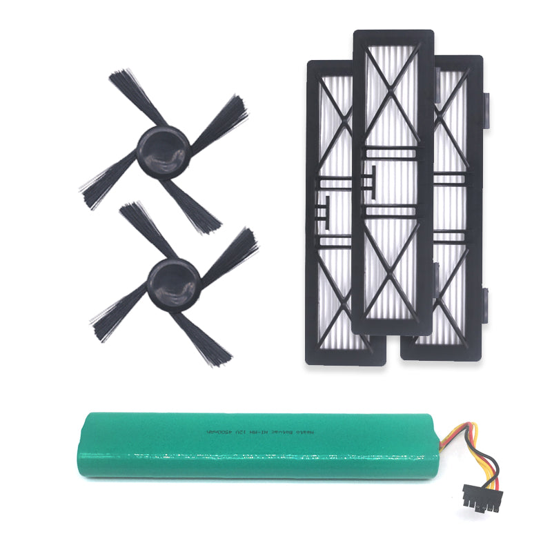 Uniqkart for Neato D70e D75 D80 D85 Battery N706+Side Brush N705*2+Strainer N702*3 Set (NX721)