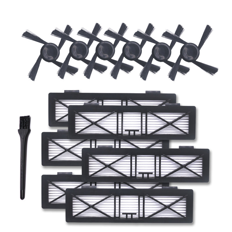 Uniqkart for Neato D70E D75 D80 D85 Strainer N702*6+Side Brushes N705*6+Cleaning Brush101 Set (NX710)