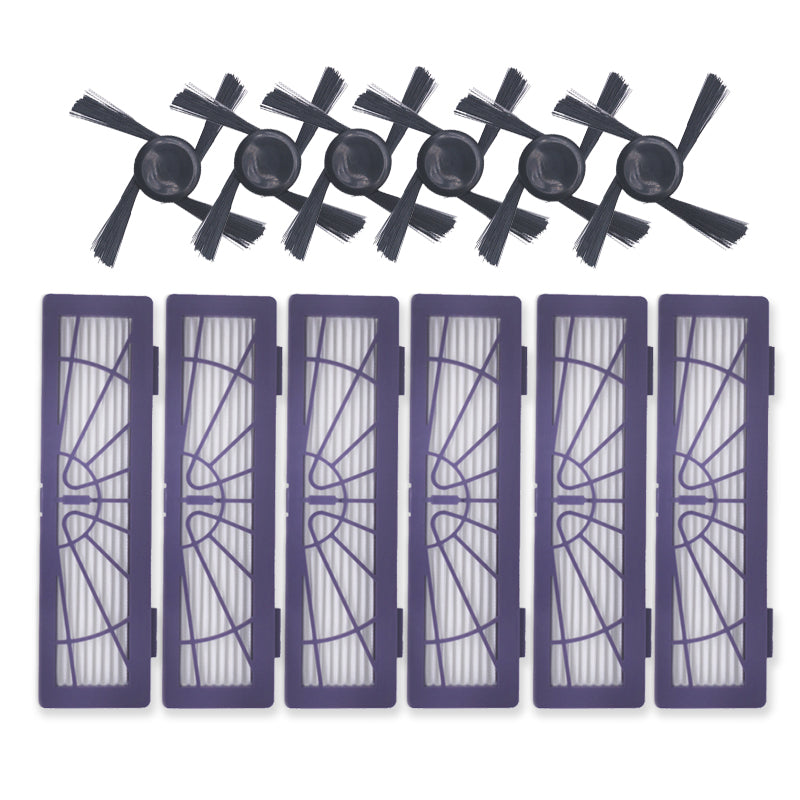 Uniqkart for Neato D3 D5 D70 D75 D80 70E D85 Strainer N702*6+Side Brushes N705*6 Kit (NX712)