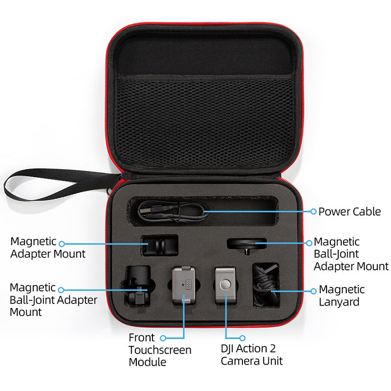 Uniqkart for DJI Action 2 Sports Camera Portable Storage Bag EVA Shockproof Carrying Case - Black/Black Liner