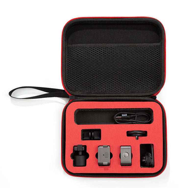 Uniqkart for DJI Action 2 Sports Camera Portable Storage Bag EVA Shockproof Carrying Case - Black/Red Liner