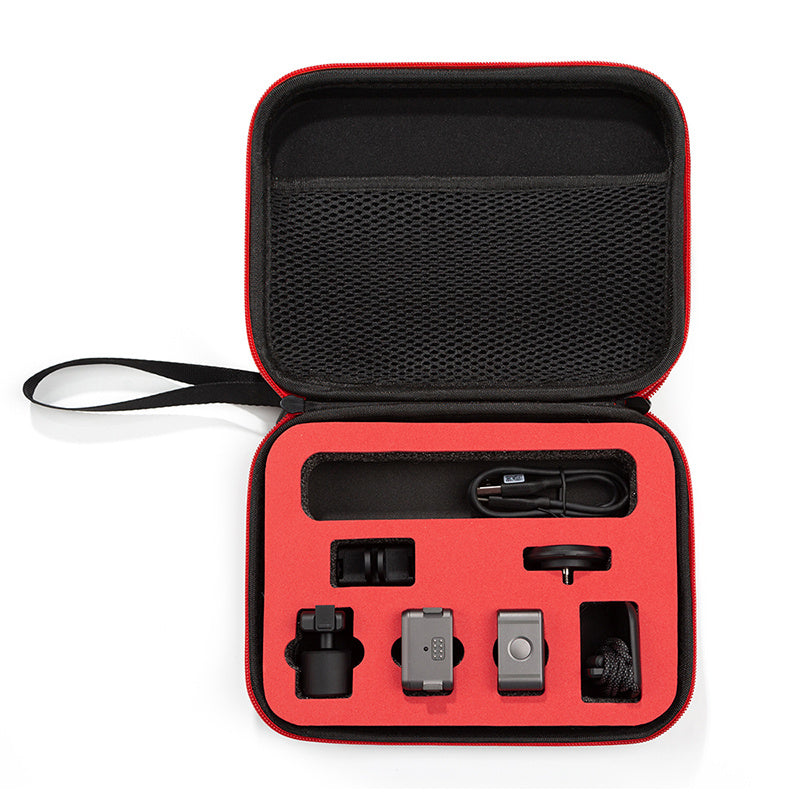 Uniqkart for DJI Action 2 Sports Camera Portable Storage Bag EVA Shockproof Carrying Case - Black/Red Liner