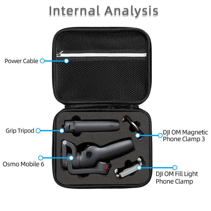 Portable Storage Bag for DJI OM 6, Handheld Gimbal Accessories Handbag Shockproof Carrying Case - Black / Black Liner