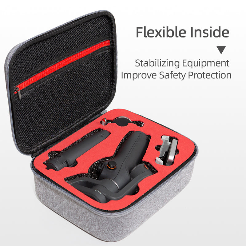 Portable Storage Bag for DJI OM 6, Handheld Gimbal Accessories Handbag Shockproof Carrying Case - Grey / Red Liner