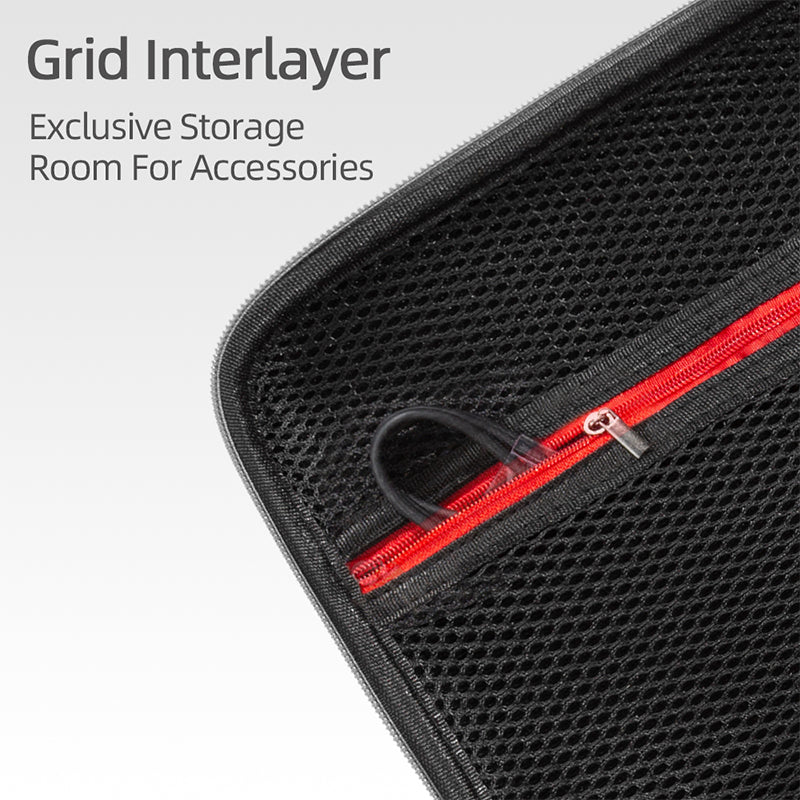 Portable Storage Bag for DJI OM 6, Handheld Gimbal Accessories Handbag Shockproof Carrying Case - Grey / Red Liner
