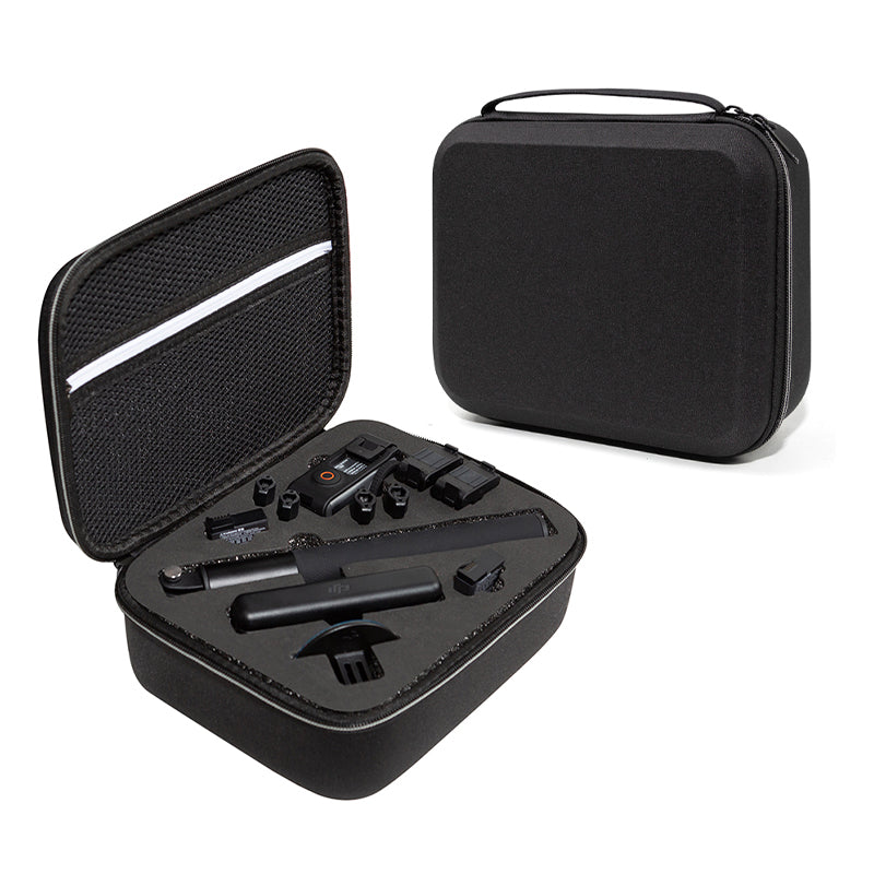 Uniqkart for DJI Osmo Action 3 Portable Zipper Camera Protection Case EVA Hard Shell Handle Strap Camera Accessories Storage Bag - Black