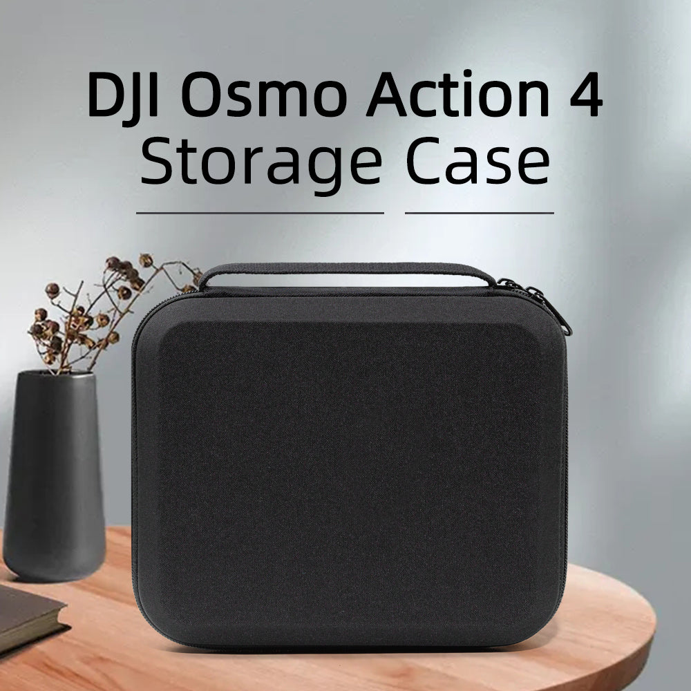 Uniqkart for DJI Osmo Action 3 Portable Zipper Camera Protection Case EVA Hard Shell Handle Strap Camera Accessories Storage Bag - Black