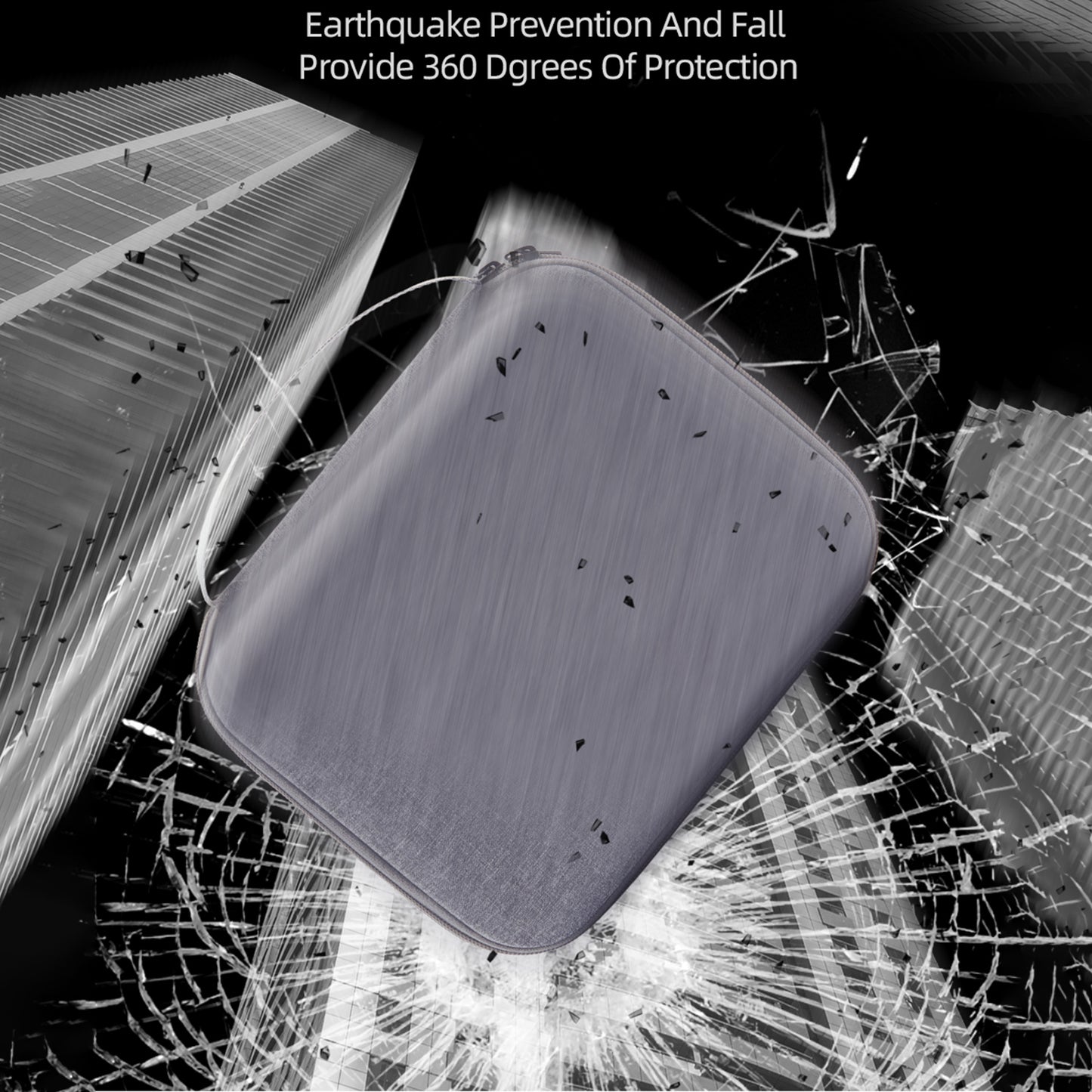 Uniqkart for DJI Osmo Action 3 Portable Zipper Camera Protection Case EVA Hard Shell Handle Strap Camera Accessories Storage Bag - Grey