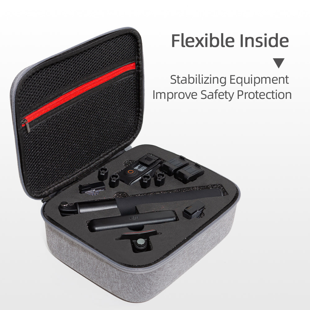 Uniqkart for DJI Osmo Action 3 Portable Zipper Camera Protection Case EVA Hard Shell Handle Strap Camera Accessories Storage Bag - Grey