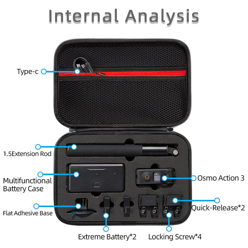 Storage Bag for DJI Osmo Action 3, Portable Camera Accessories Protection Box Carrying Case - Grey