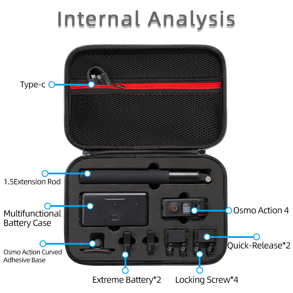 Storage Bag for DJI Osmo Action 3, Portable Camera Accessories Protection Box Carrying Case - Grey