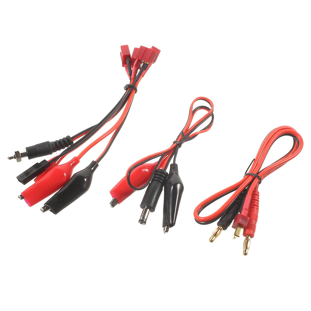 RC Balance Charger T Plug Connector Cable Set with Glow/Crocodile Clamp/Clip/JST/Futaba Plug
