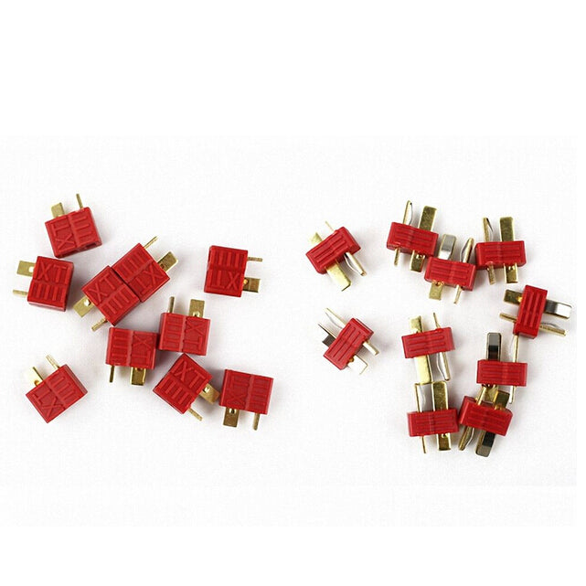10 Pairs Non-Slip T Plug Male and Female Connectors for Deans RC Lipo Battery Helicopter