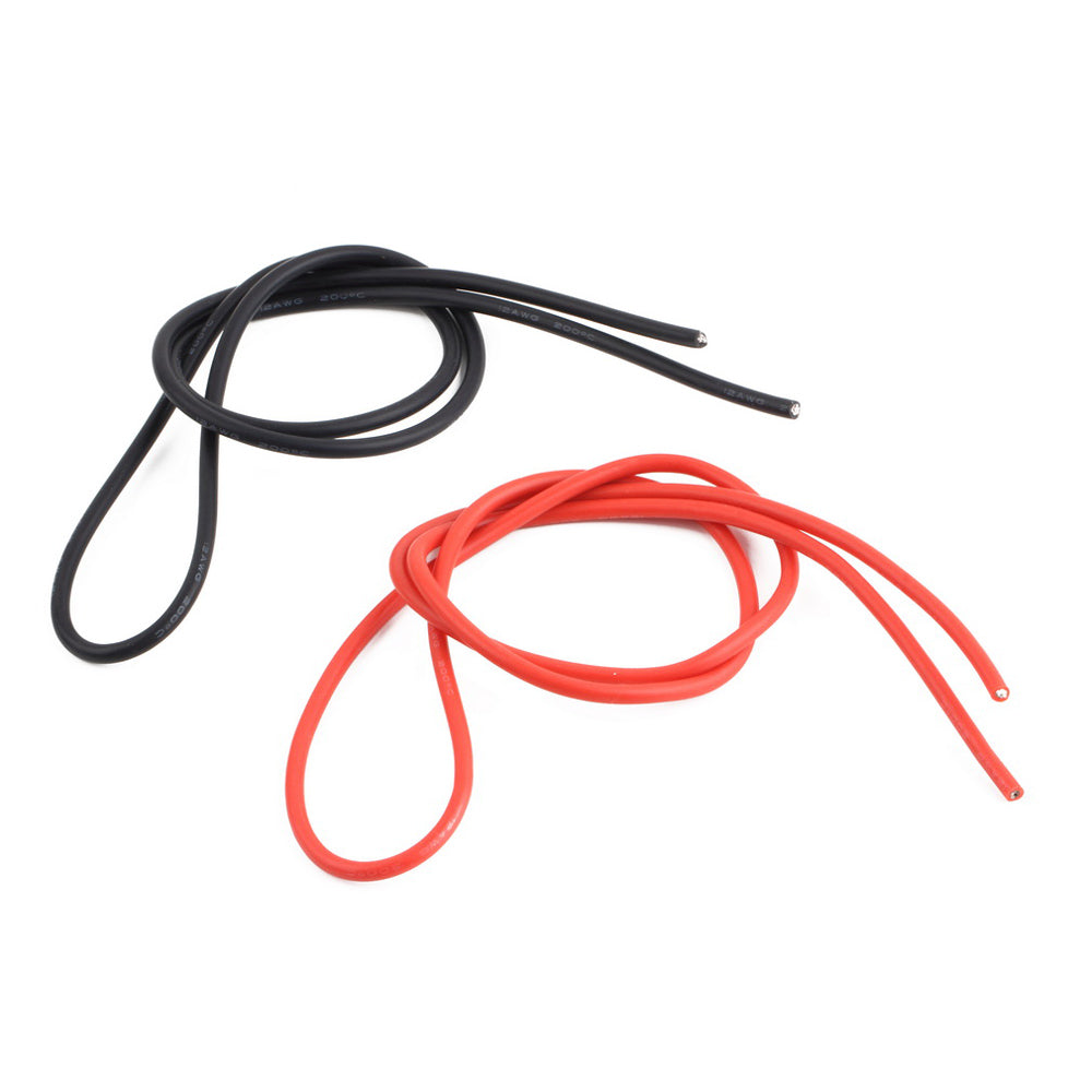 One Pair 12 AWG Heatproof Soft Silicon Wire Cable for Battery Connecting (1m Red + 1m Black)