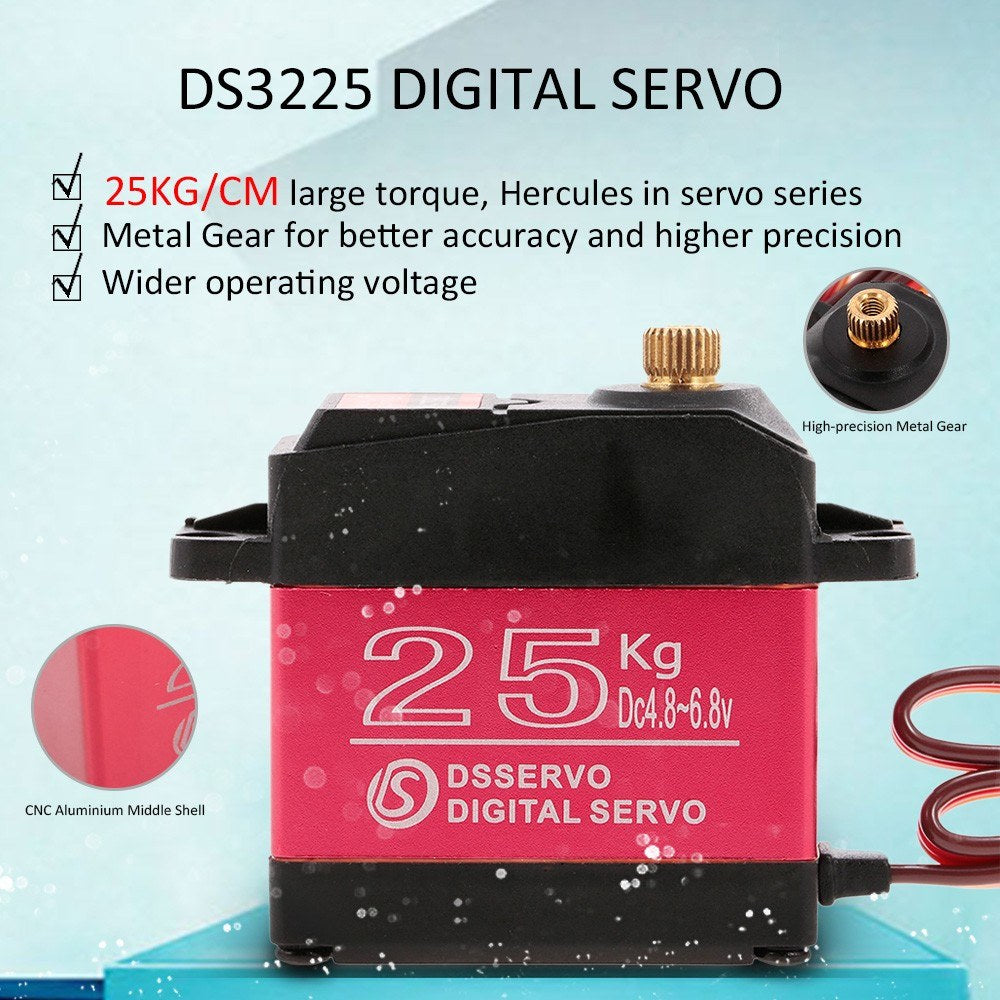 DSSERVO DS3225 25kg Metal Gear Waterproof Large Torque Digital Steering Servo for RC Cars