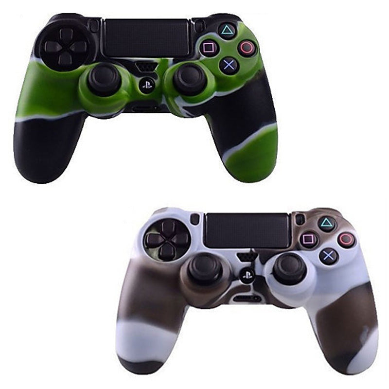 Handle Camouflage Silicone Cover For Sony PS4 - Black/Green