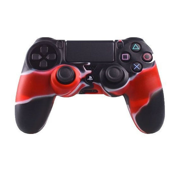 Handle Camouflage Silicone Cover For Sony PS4 - Black/Red