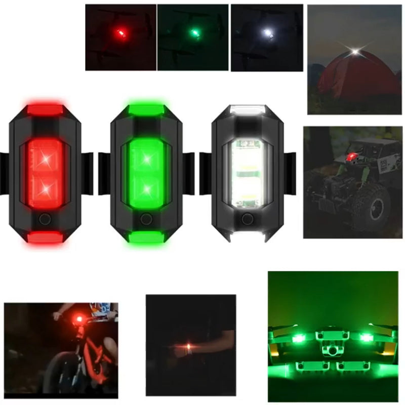 Rechargeable LED Anti-collision Warning Light Mini Flashing Light Motorcycle Drone Strobe Lamp