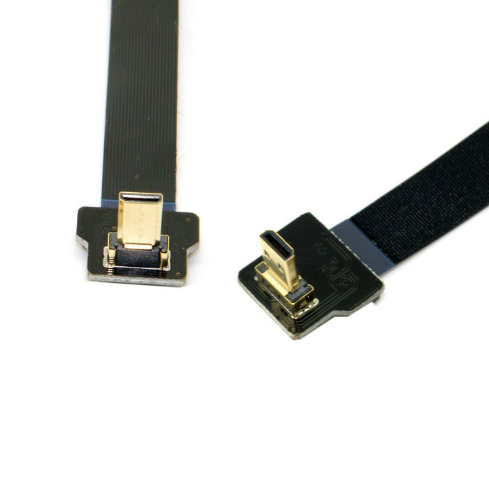 90 Degree Down Angled FPV Micro HDMI Male to Up Angled Micro HDMI Male FPC Flat Cable