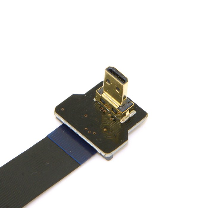 90 Degree Down Angled FPV Micro HDMI Male to Up Angled Micro HDMI Male FPC Flat Cable