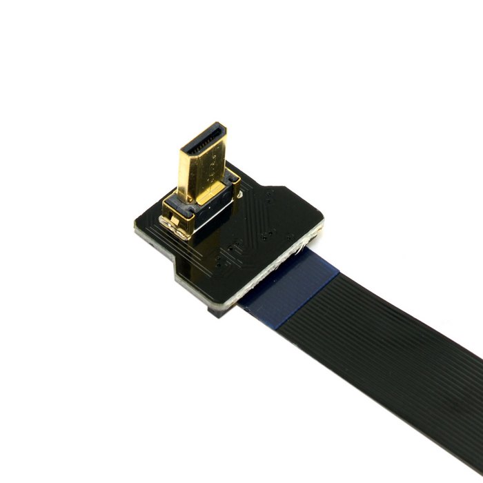 90 Degree Down Angled FPV Micro HDMI Male to Up Angled Micro HDMI Male FPC Flat Cable