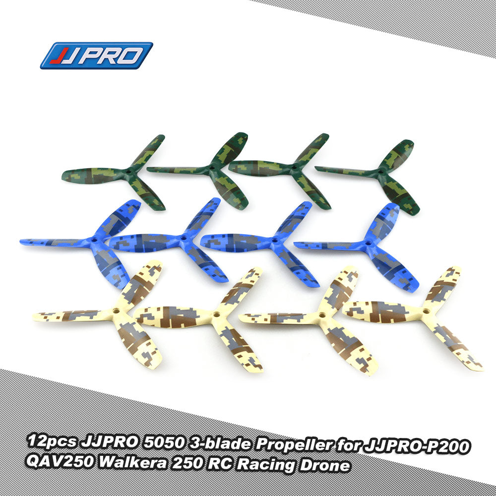 12PCS/Lot JJRC JJPRO 5050 3-Blade Propeller with Camouflage Pattern for JJPRO-P200 Quadcopter GoolRC 210 QAV250 Runner RC FPV Drone