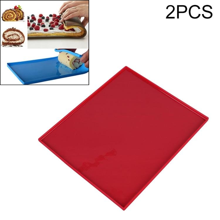 2 PCS Non-stick Cake Pad Swiss Roll Pad Baking Tools For Cakes Silicone Mat (Red)